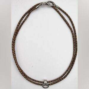 FOSSIL two strand woven braided leather necklace in gift box jf86619040 new